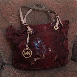 Michael Kors Gorgeous Burgundy Snakeskin Tote